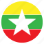 asia, country, flag, myanma, nation, round 