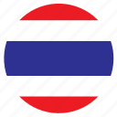 asia, country, flag, nation, round, thailand