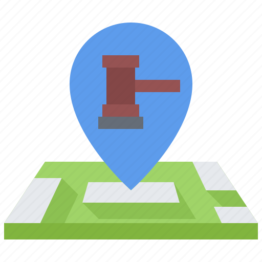 Hammer, map, location, pin, auction, house icon - Download on Iconfinder