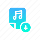 download, down, arrow, file, music, musical, note
