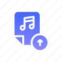 upload, up, arrow, file, music, musical, note