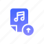 upload, up, arrow, file, music, musical, note 