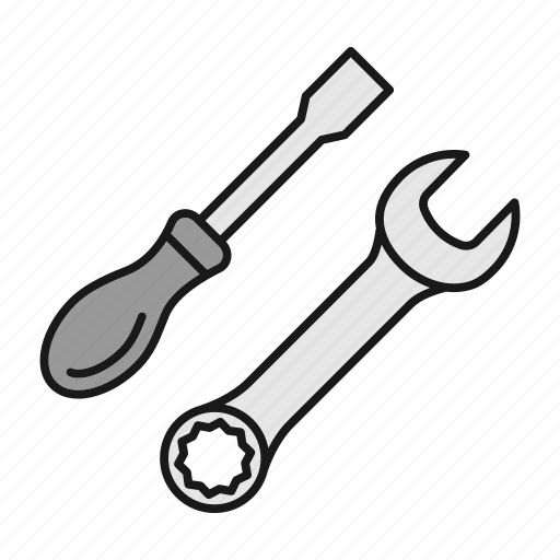 Construction tools, repair, screwdriver, spanner, turn screw, turnscrew, wrench icon - Download on Iconfinder