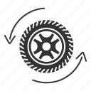 arrow, auto, automobile, car wheel, rim, tire, vehicle