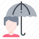 autumn, man, protection, rain, umbrella