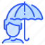 autumn, man, protection, rain, umbrella 