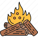 firewood, wood, fire, bonfire, campfire, camping, flame, nature, tree