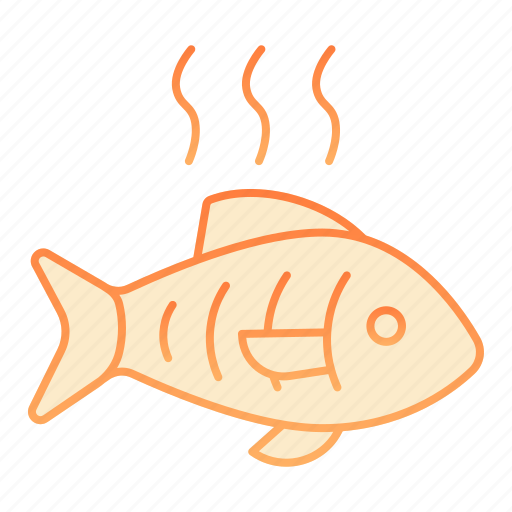 Fish, cook, food, fry, hot, seafood, badge icon - Download on Iconfinder