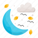 clouds, moon, crescent, forecast, wind, weather