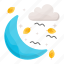 clouds, moon, crescent, forecast, wind, weather 
