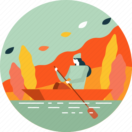 Autumn, boat, lake, leaf, leaves, liver, woman icon - Download on Iconfinder