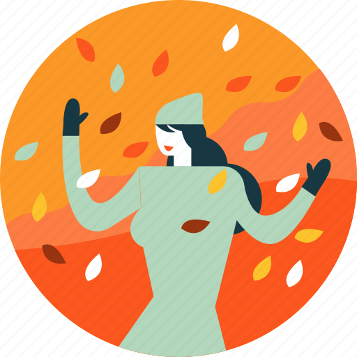 Autumn, enjoy, fall, happy, leaf, leaves, woman icon - Download on Iconfinder