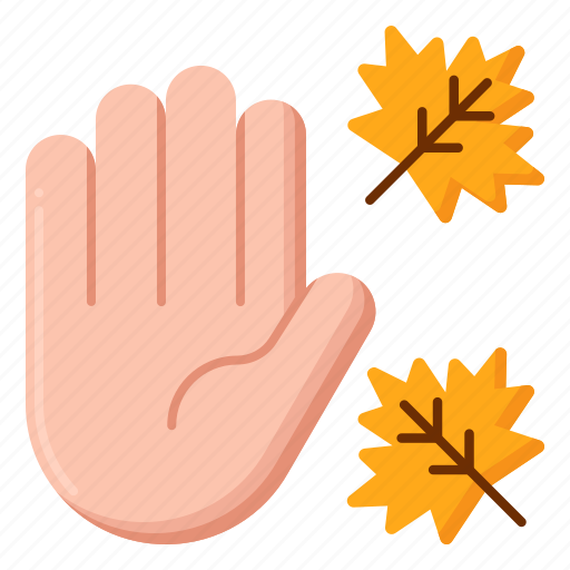 Hello, autumn, leaf, hand icon - Download on Iconfinder