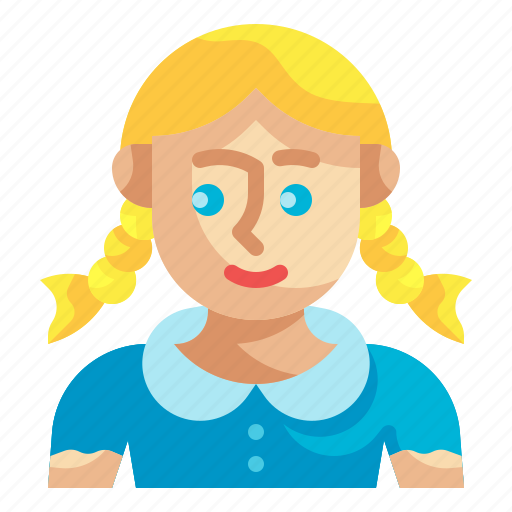 Pigtail, girl, student, female, avatar icon - Download on Iconfinder