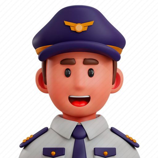 Pilot, captain, plane pilot, airplane pilot, aeroplane, flight, airplane 3D illustration - Download on Iconfinder
