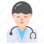 doctor, man, person, avatar, stethoscope, physician, professional 