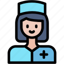 nurse, brown, hair, professions, and, jobs, medical, assistance, long