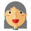 avatar, curly, fashion, grandmother, profile, smiley, woman 