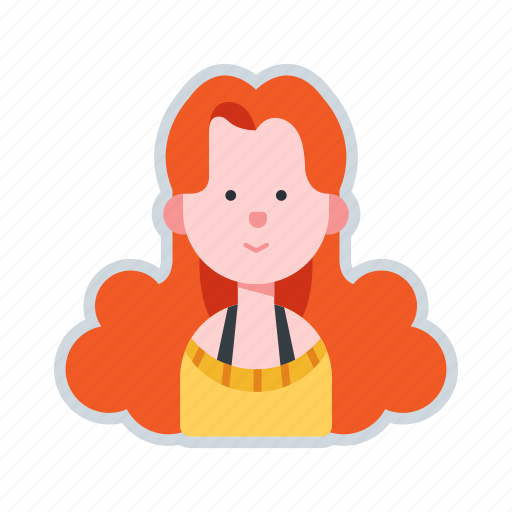 Avatar, character, long hair, redhead, woman icon - Download on Iconfinder