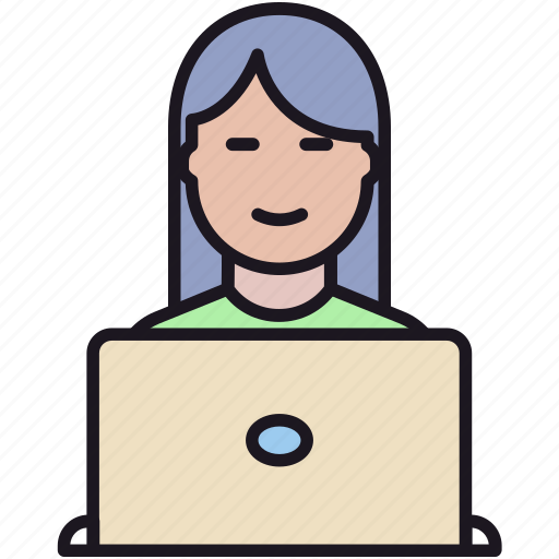 Employee, girl, guy, laptop, people, person, user icon - Download on Iconfinder