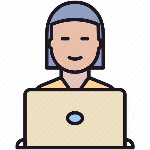 Employee, girl, guy, laptop, people, person, user icon - Download on Iconfinder