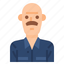avatar, bald, man, men, mustache, profile, user