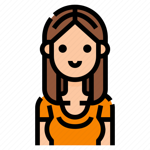 Avatar, casual, hair, long, parting, woman, women icon - Download on Iconfinder