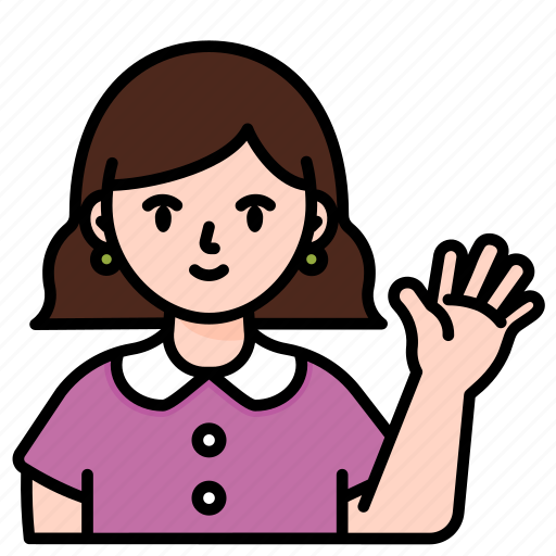Girl, woman, hello, hi, hand, gesture, avatar icon - Download on Iconfinder