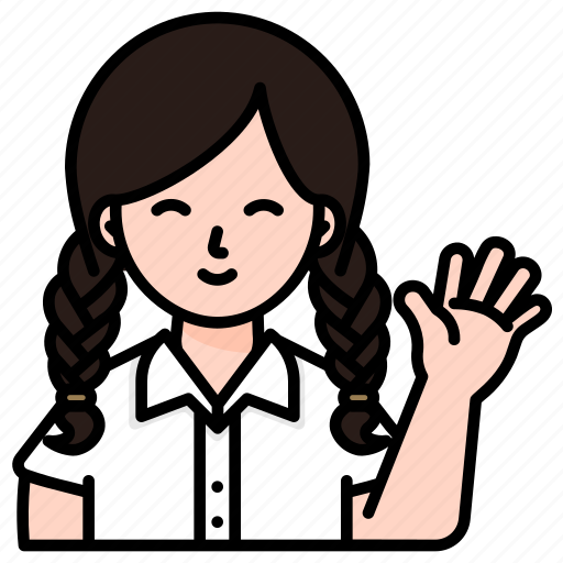 Student, girl, school, hand, gesture, woman, greeting icon - Download on Iconfinder