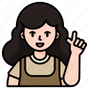 woman, girl, pointing, hand, gesture, direction