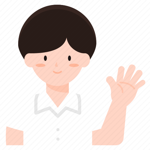 Student, boy, school, hello, hand, gesture, greeting icon - Download on Iconfinder