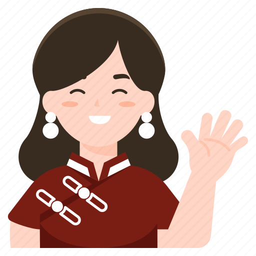 Woman, avatar, chinese, cheongsam, hello, gesture, traditional icon - Download on Iconfinder