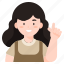 woman, girl, pointing, hand, gesture, direction 