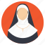christian, female figure, nun, religious figure, spiritual guide 