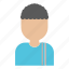 avatar, blue, curly hair, male, man, person, user 
