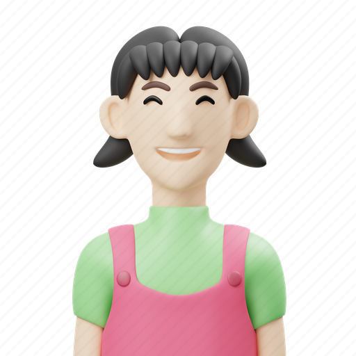 Cute, girl, avatar 3D illustration - Download on Iconfinder