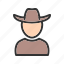 avatars, casual, cowboy, hat, head, leather, style 