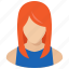 girl, redhead, woman 