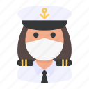 avatar, captain, medical mask, profile, user, woman
