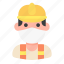 avatar, construction, man, medical mask, profile, user, worker 