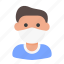 avatar, man, medical mask, profile, user 
