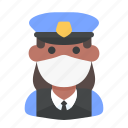 avatar, medical mask, policewoman, profile, user
