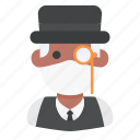 avatar, man, medical mask, profile, rich, user