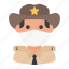 avatar, man, medical mask, profile, sheriff, user 