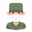avatar, man, medical mask, profile, soldier, user