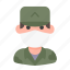 avatar, man, medical mask, profile, soldier, user 