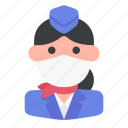 avatar, medical mask, profile, stewardess, user, woman