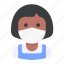 avatar, medical mask, profile, user, woman 