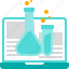 online learning, education, elearning, alchemy, flask, laboratory, laptop 