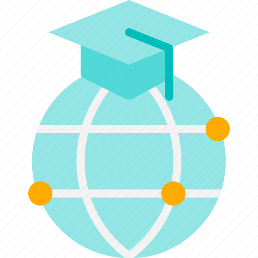 Online learning, education, elearning, globe, world, graduation hat, online icon - Download on Iconfinder